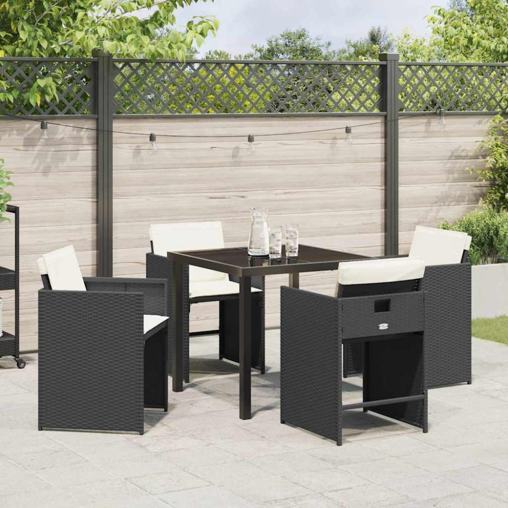 Produktbild för Trädgårdsmöbelset 5 pcs Svart konstrotting