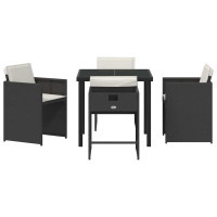 Produktbild för Trädgårdsmöbelset 5 pcs Svart konstrotting
