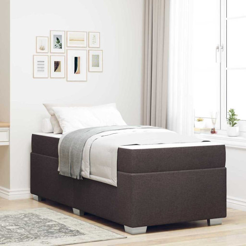 vidaXL Sängram med madrass Mörkbrun 80 x 200 cm tyg