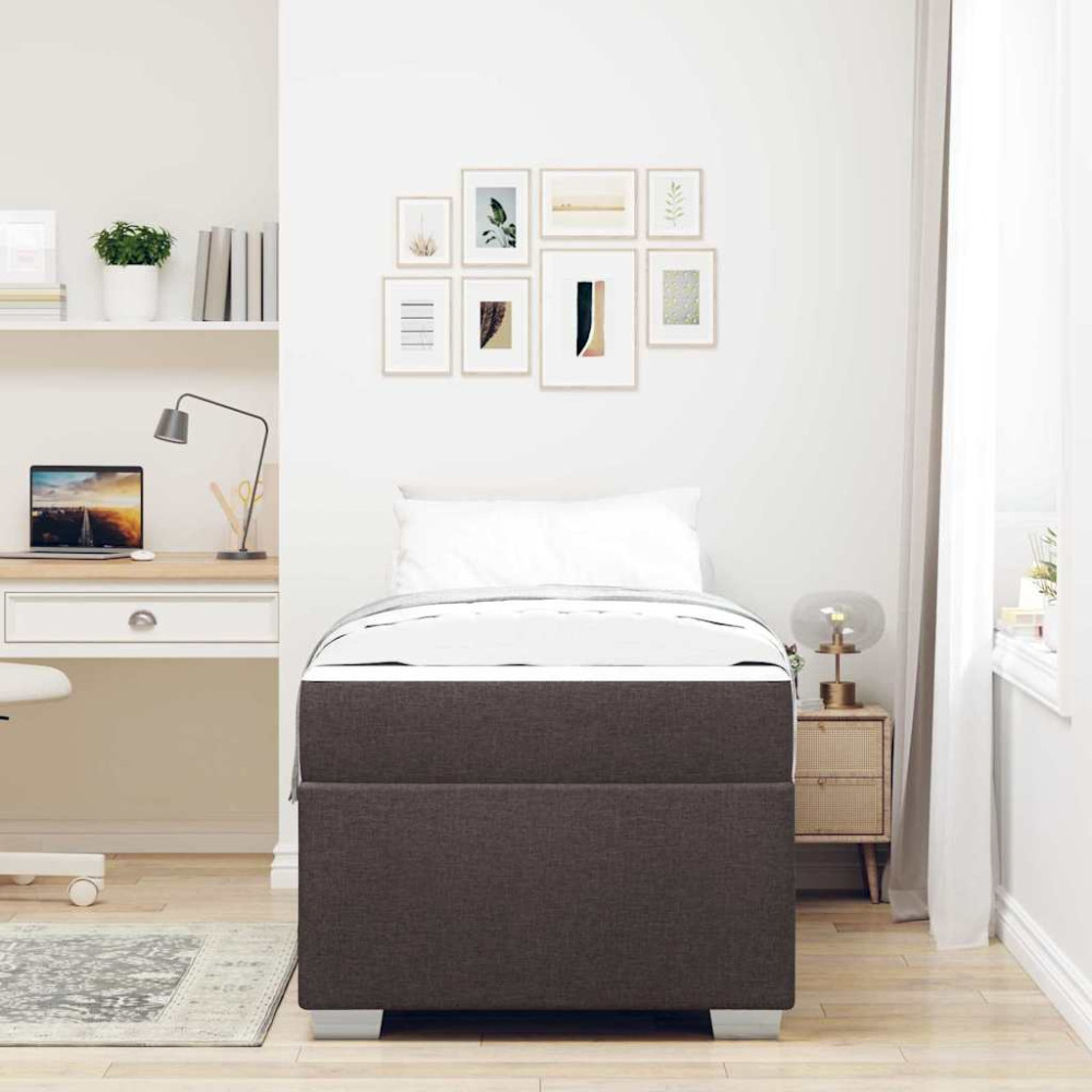 Produktbild för Sängram med madrass Mörkbrun 80 x 200 cm tyg