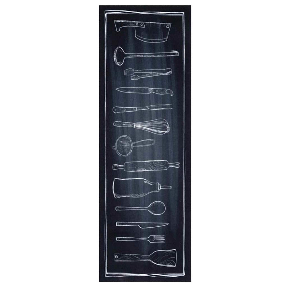 Produktbild för Köksmatta Svart 180 x 60 cm Sammet