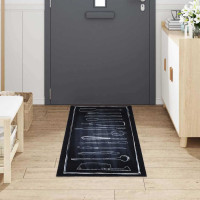 Produktbild för Köksmatta Svart 180 x 60 cm Sammet