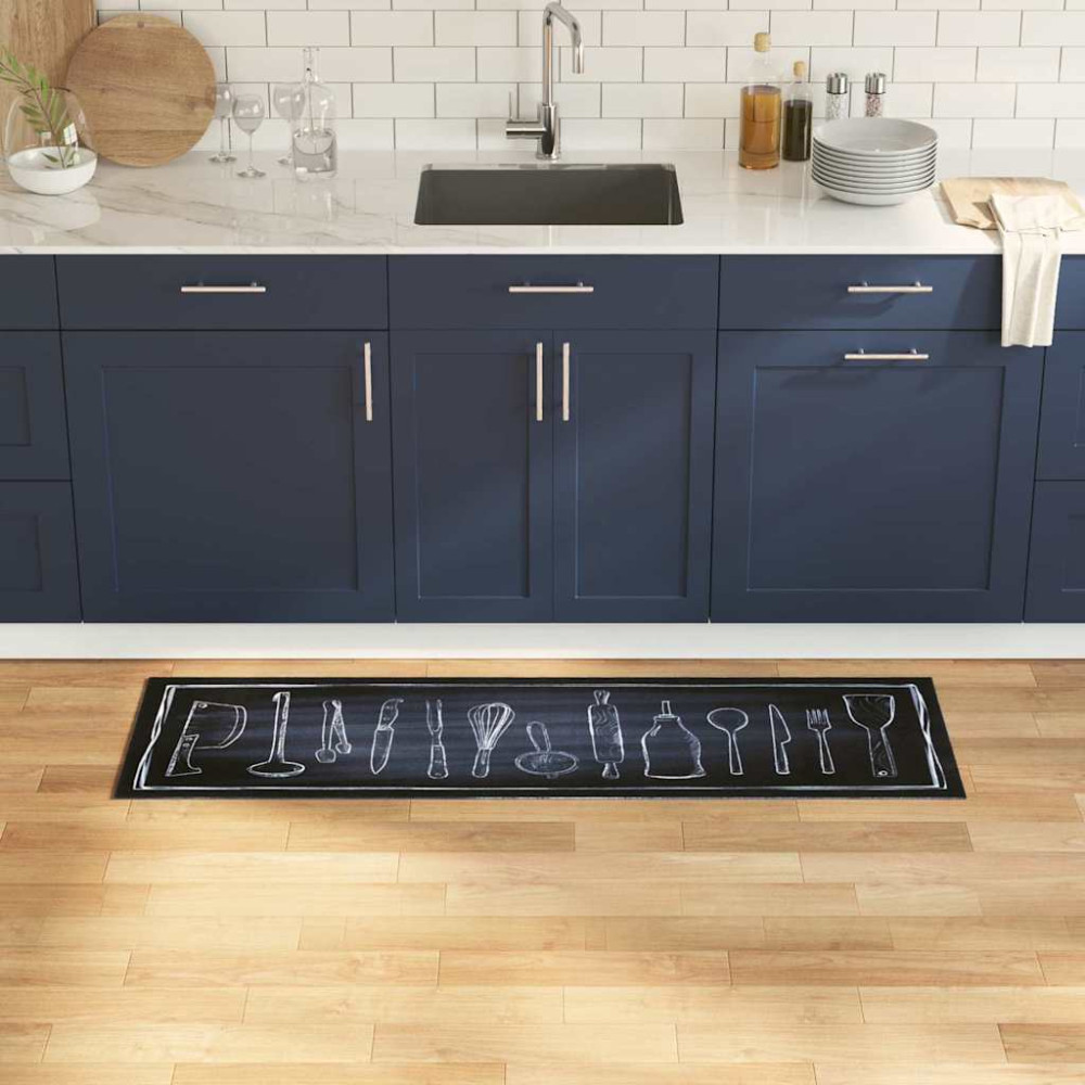 Produktbild för Köksmatta Svart 150 x 45 cm Sammet