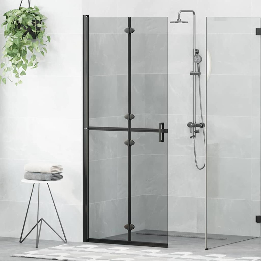 Produktbild för Walk-In duschvägg Svart 80 x 6,5 x 190 cm