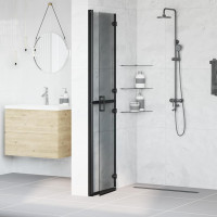 Produktbild för Walk-In duschvägg Svart 90 x 6.5 x 190 cm