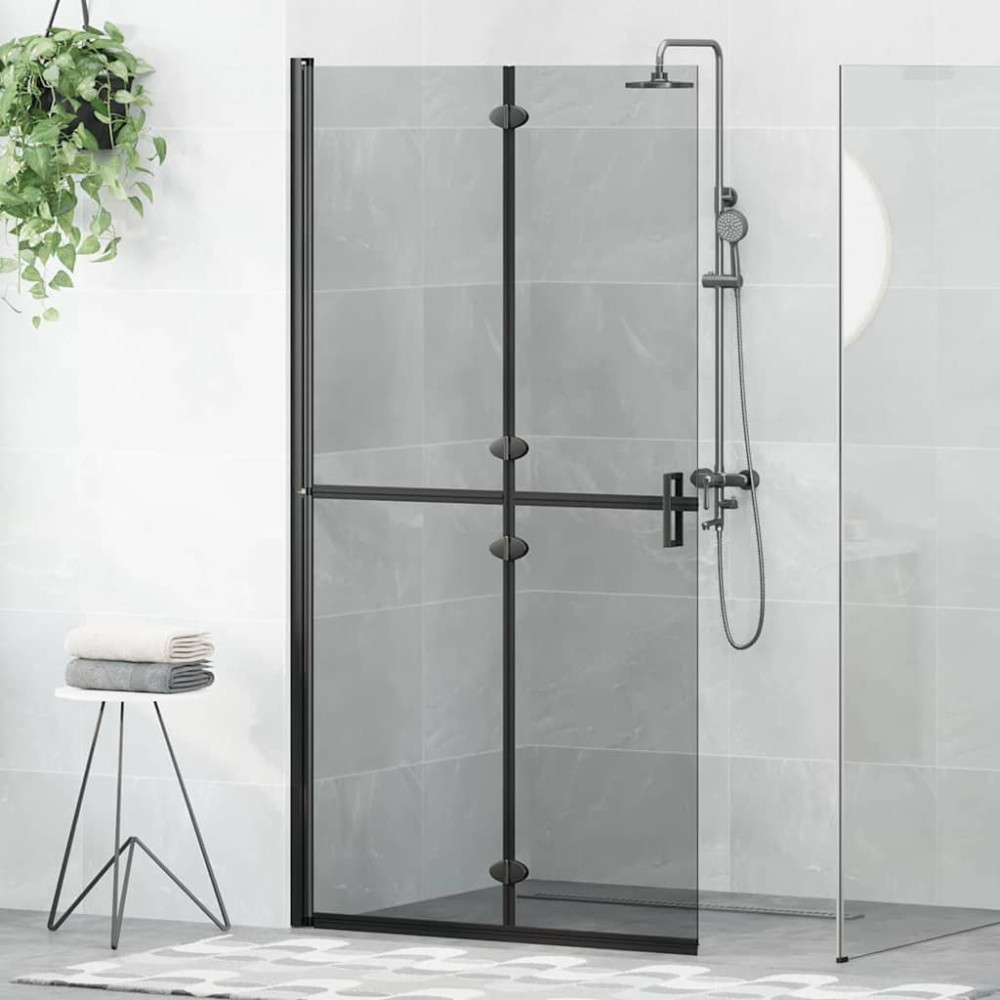 Produktbild för Walk-In duschvägg Svart 100 x 6,5 x 190 cm