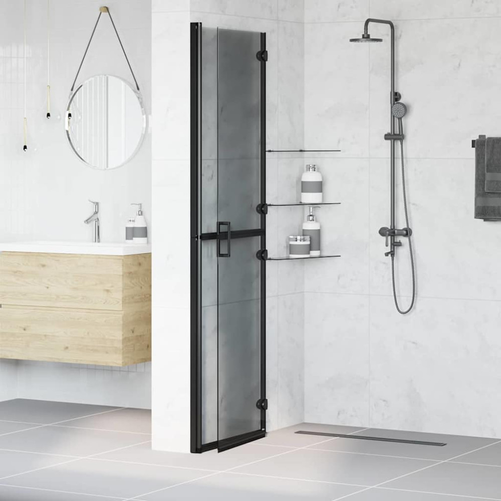 Produktbild för Walk-In duschvägg Svart 110 x 6,5 x 190 cm