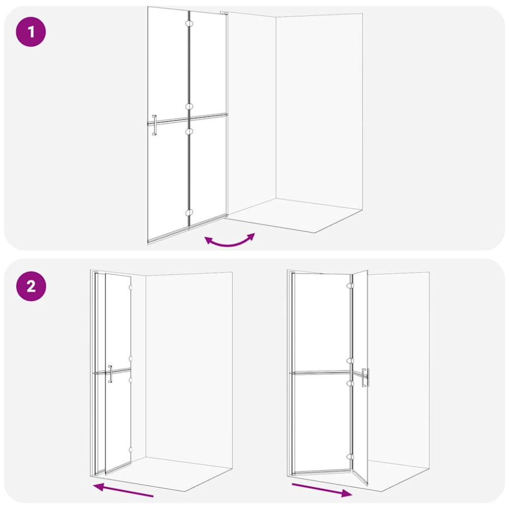 Produktbild för Walk-In duschvägg Svart 110 x 6,5 x 190 cm