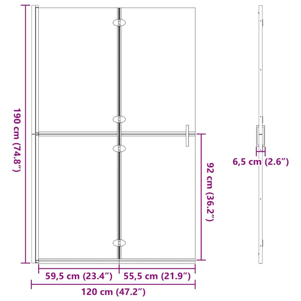 Produktbild för Walk-In duschvägg Svart 120 x 6,5 x 190 cm