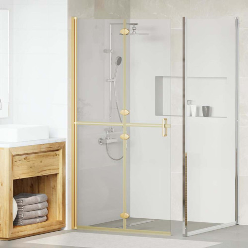 vidaXL Walk-In duschvägg Guld 100 x 6,5 x 190 cm