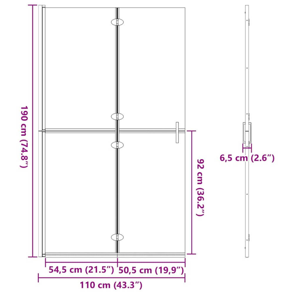 Produktbild för Walk-In duschvägg Guld 110 x 6,5 x 190 cm