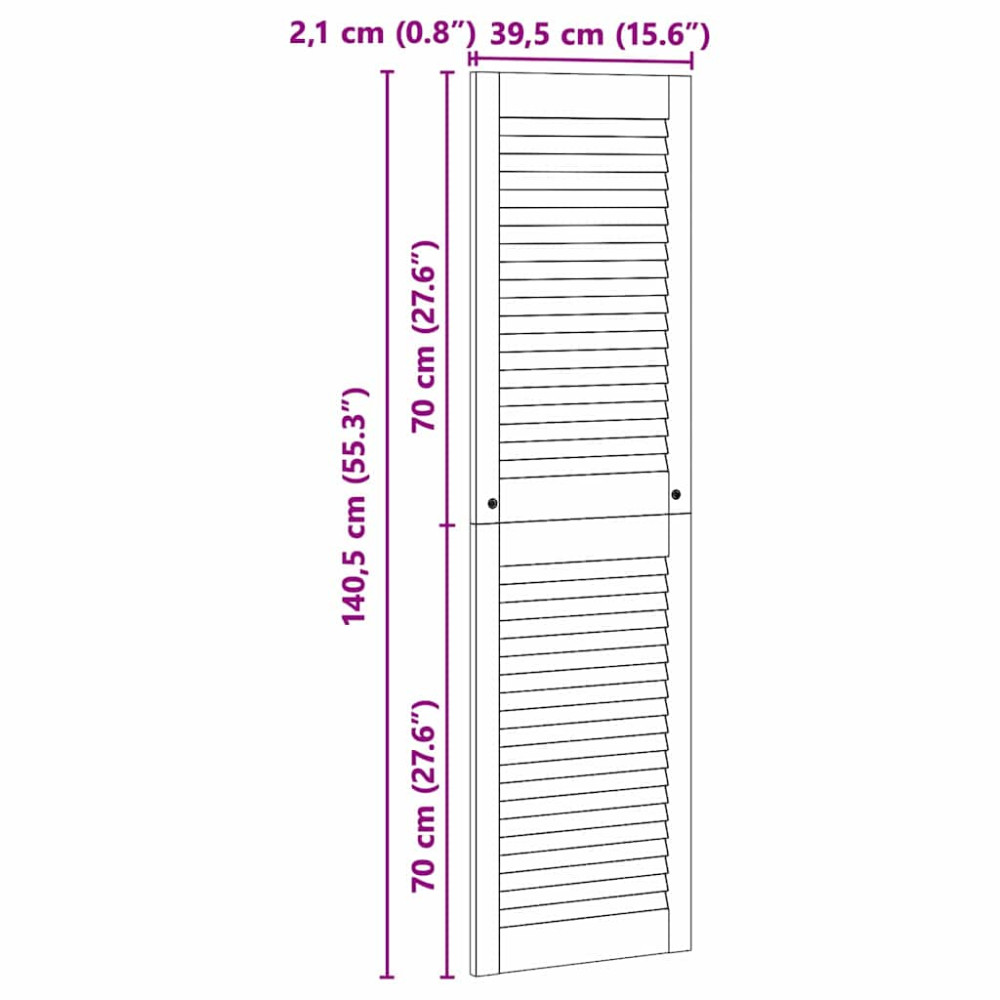 Produktbild för Skåpdörr 2 pcs Naturfärg 140,5 x 2,1 x 39,5 cm Massiv furu