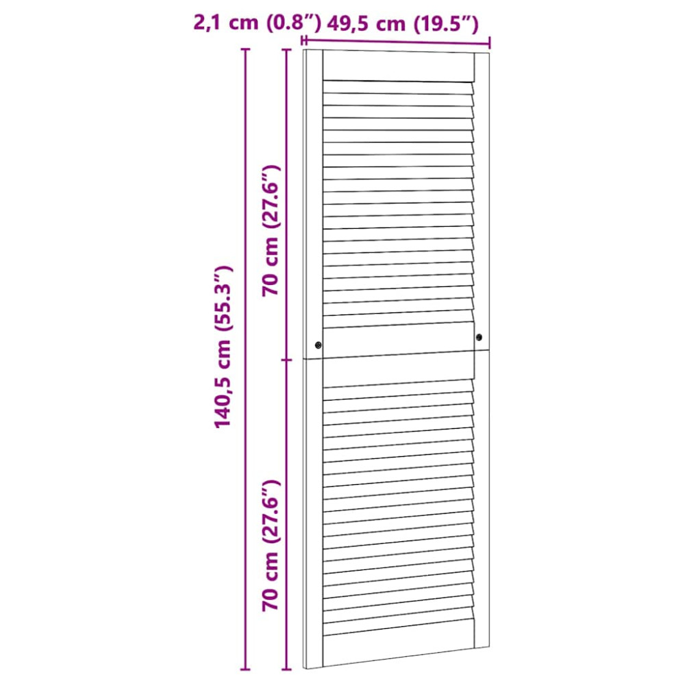 Produktbild för Skåpdörr 2 pcs Naturfärg 49,5 x 2,1 x 140,5 cm Massiv furu