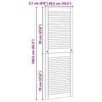 Produktbild för Skåpdörr 2 pcs Naturfärg 49,5 x 2,1 x 140,5 cm Massiv furu