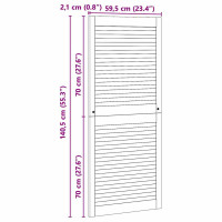 Produktbild för Skåpdörr 2 pcs Naturfärg 140,5 x 2,1 x 59,5 cm Massiv furu