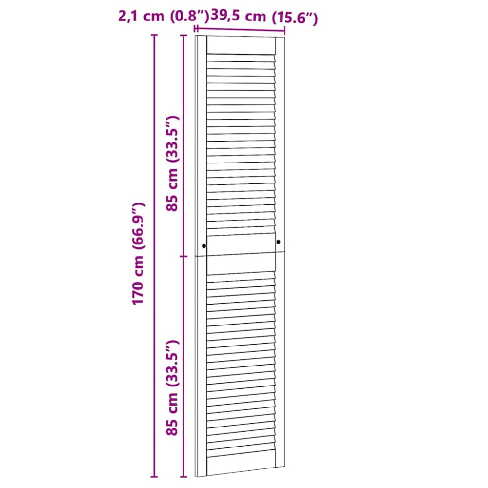 Produktbild för Skåpdörr 2 pcs Naturfärg 170 x 2,1 x 39,5 cm Massiv furu