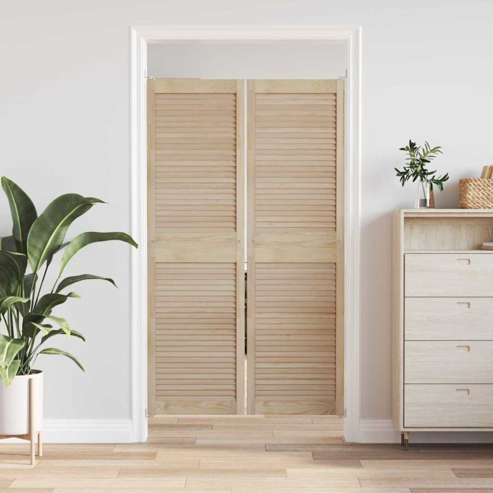 Produktbild för Skåpdörr 2 pcs Naturfärg 170 x 2,1 x 49,5 cm Massiv furu