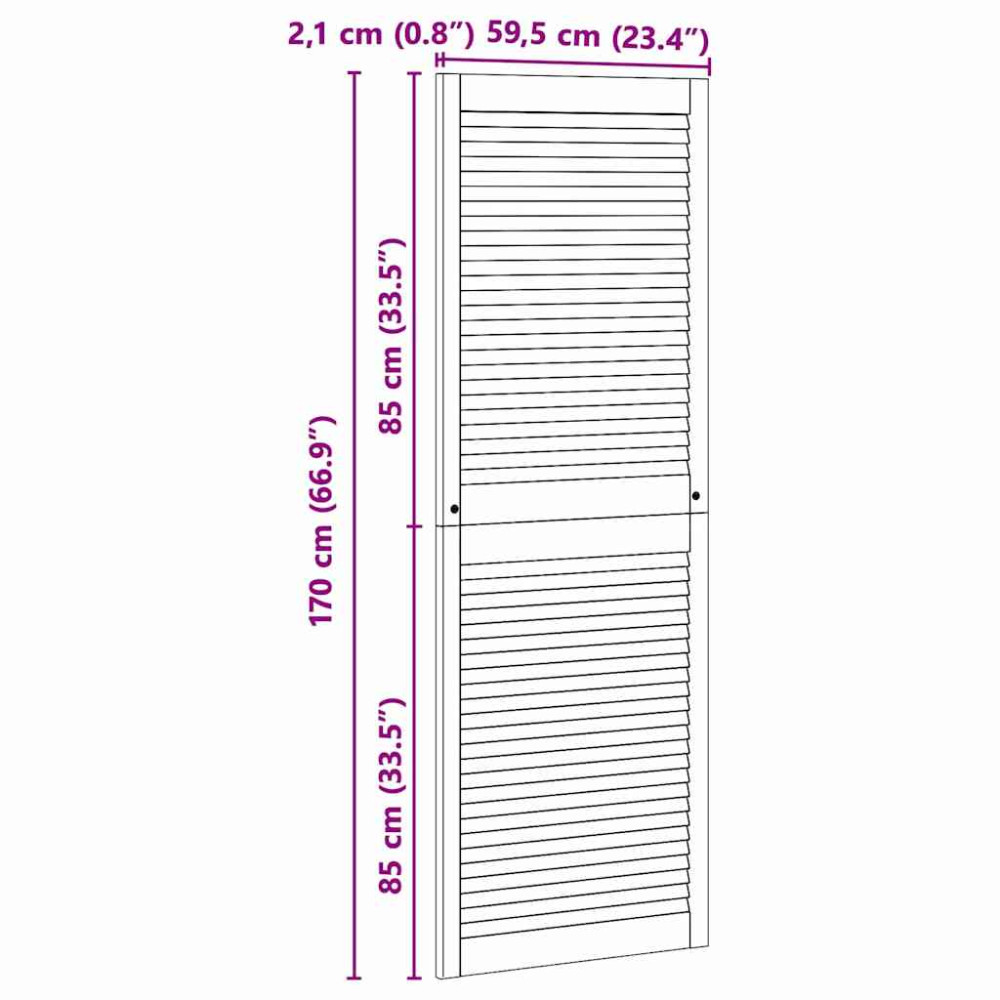 Produktbild för Skåpdörr 2 pcs Naturfärg 170 x 2,1 x 59,5 cm Massiv furu
