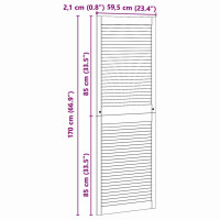 Produktbild för Skåpdörr 2 pcs Naturfärg 170 x 2,1 x 59,5 cm Massiv furu