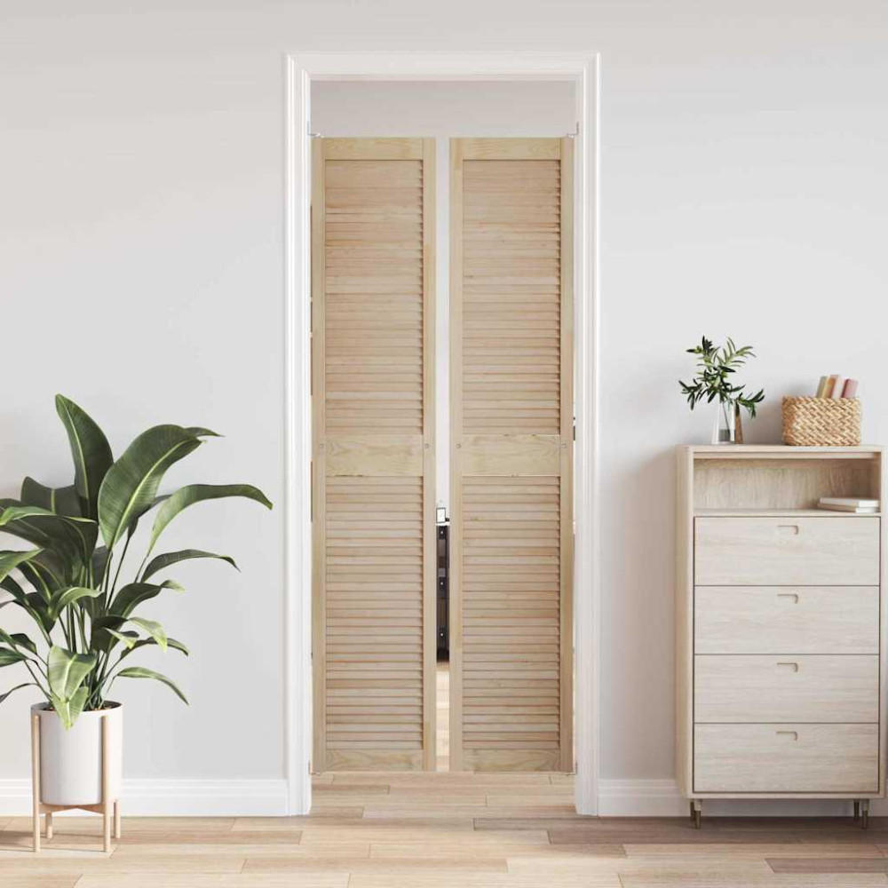 Produktbild för Skåpdörr 2 pcs Naturfärg 201 x 2,1 x 39,5 cm Massiv furu