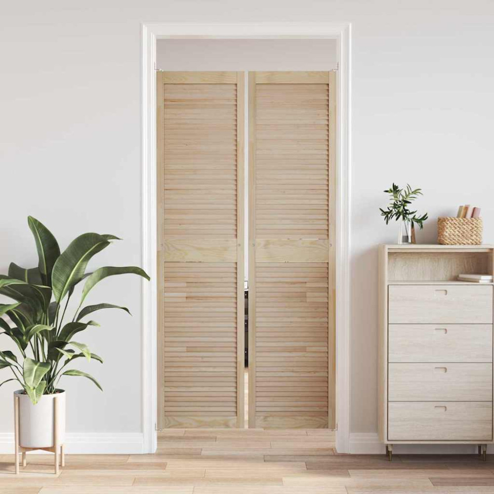 Produktbild för Skåpdörr 2 pcs Naturfärg 201 x 2,1 x 49,5 cm Massiv furu