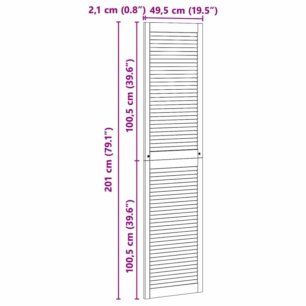 Produktbild för Skåpdörr 2 pcs Naturfärg 201 x 2,1 x 49,5 cm Massiv furu