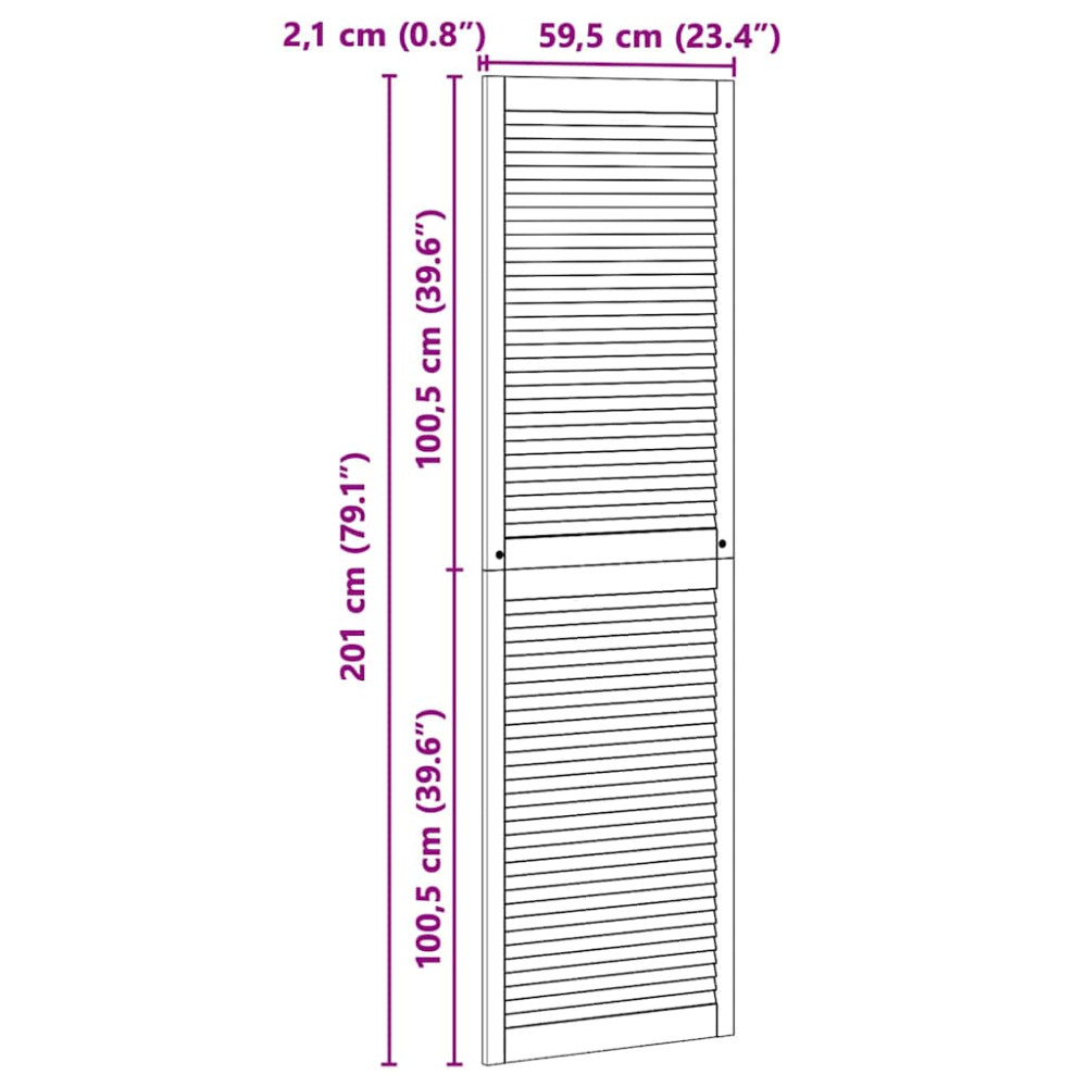 Produktbild för Skåpdörr 2 pcs Naturfärg 201 x 2,1 x 59,5 cm Massiv furu