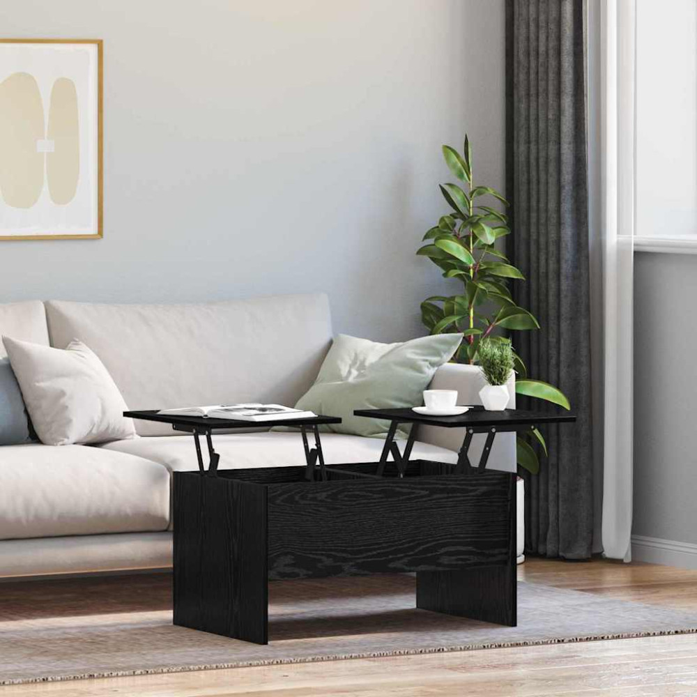Produktbild för Kaffeebord Svart Ek 102 x 50,5 x 46,5 cm Konstruerat trä