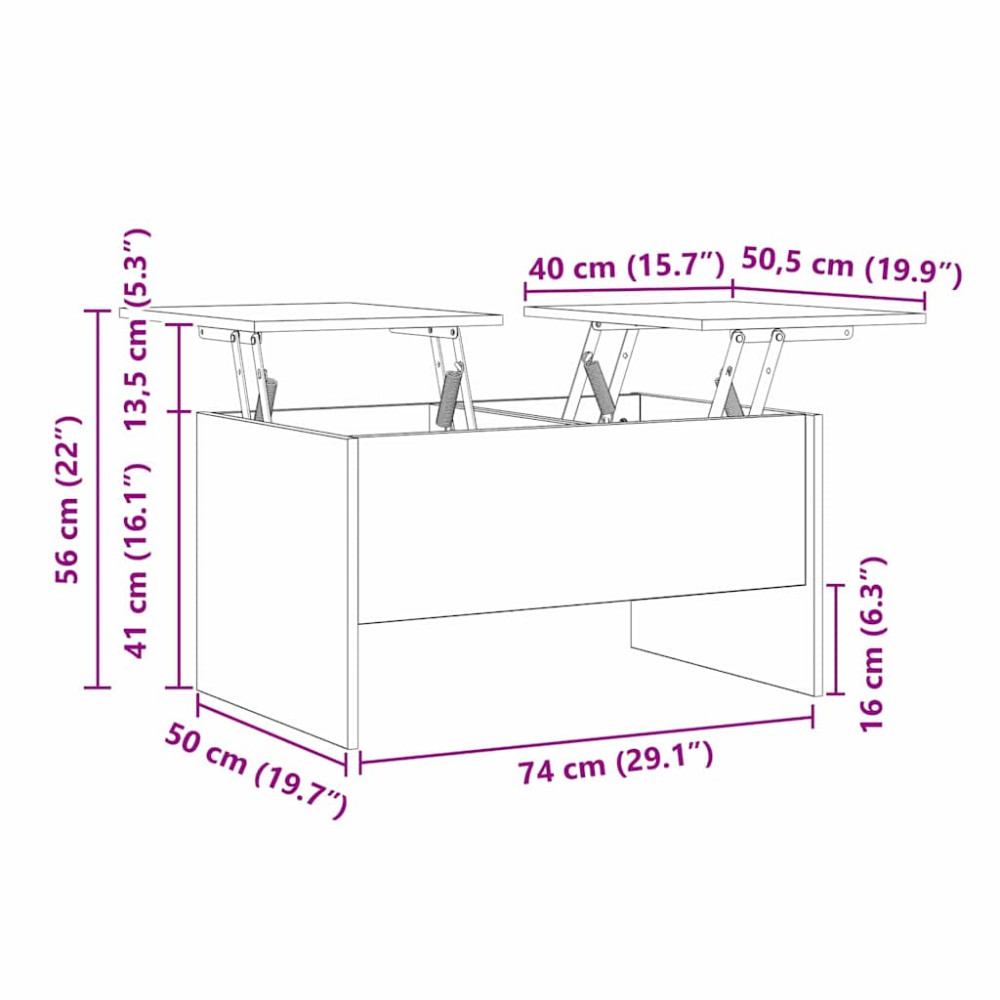 Produktbild för Kaffeebord Svart Ek 102 x 50,5 x 46,5 cm Konstruerat trä