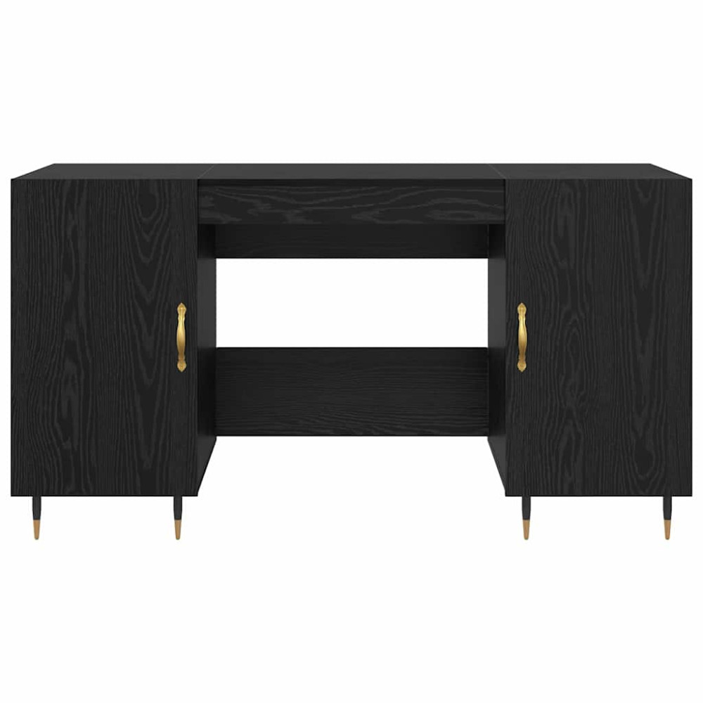 Produktbild för Skrivbord med hylla Svart ek 140 x 50 x 75 cm Konstruerat trä