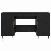 Produktbild för Skrivbord med hylla Svart ek 140 x 50 x 75 cm Konstruerat trä