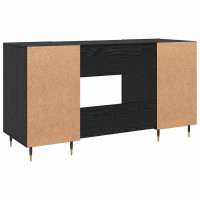 Produktbild för Skrivbord med hylla Svart ek 140 x 50 x 75 cm Konstruerat trä