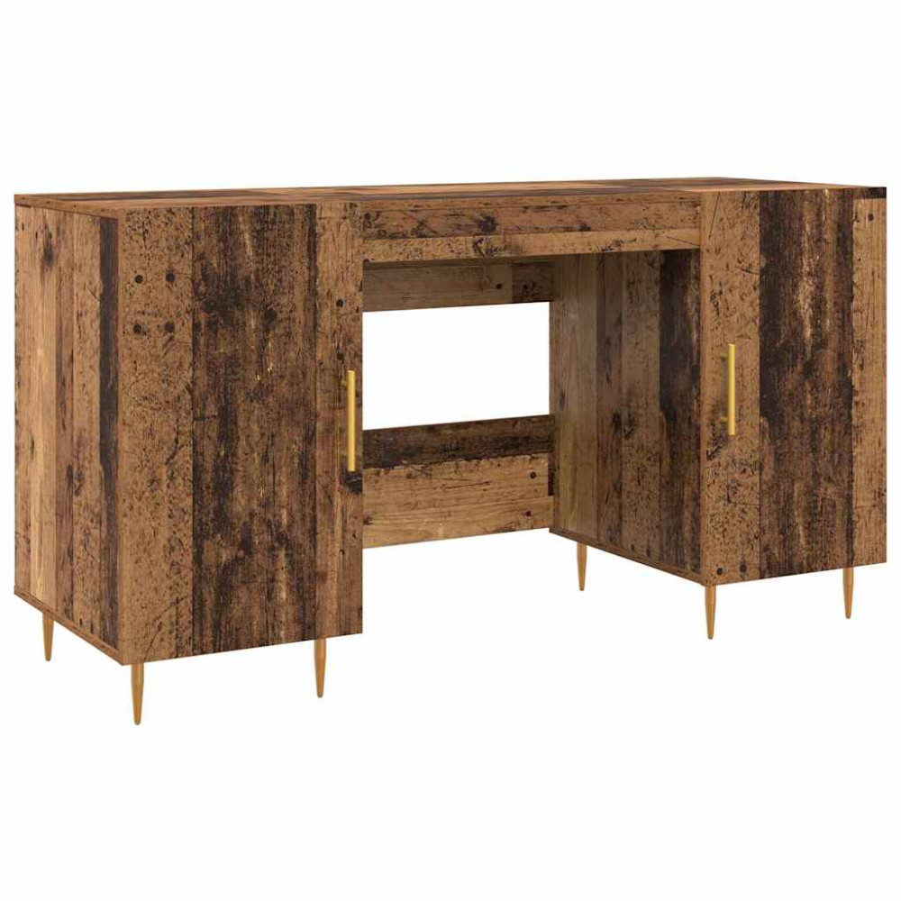 Produktbild för Skrivbord med dörr Gammalt trä 140 x 50 x 75 cm Konstruerat trä