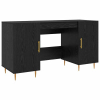Produktbild för Skrivbord med hylla Svart ek 140 x 50 x 75 cm Konstruerat trä