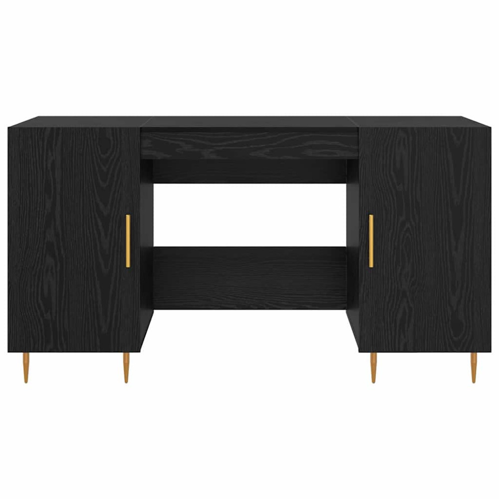 Produktbild för Skrivbord med hylla Svart ek 140 x 50 x 75 cm Konstruerat trä