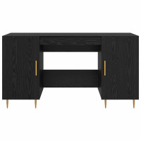 Produktbild för Skrivbord med hylla Svart ek 140 x 50 x 75 cm Konstruerat trä