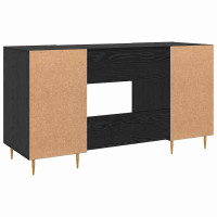 Produktbild för Skrivbord med hylla Svart ek 140 x 50 x 75 cm Konstruerat trä