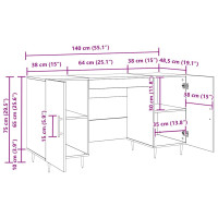 Produktbild för Skrivbord med hylla Svart ek 140 x 50 x 75 cm Konstruerat trä