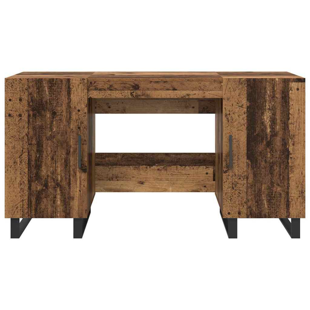Produktbild för Skrivbord med dörr Gammalt trä 140 x 50 x 75 cm Konstruerat trä