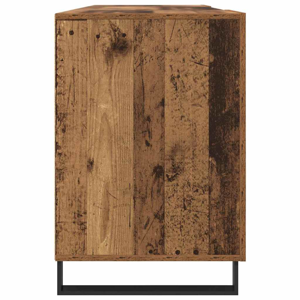 Produktbild för Skrivbord med dörr Gammalt trä 140 x 50 x 75 cm Konstruerat trä