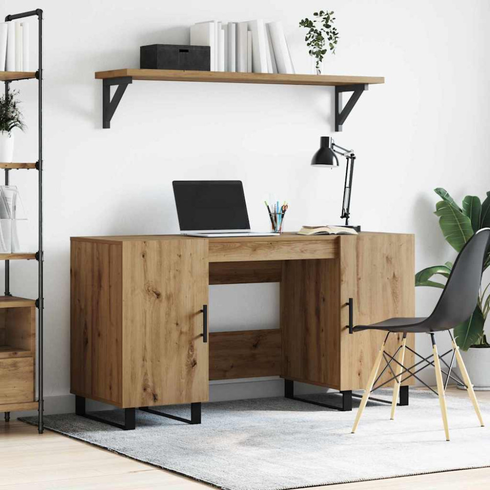 Produktbild för Skrivbord med hylla artisan ek 140 x 50 x 75 cm Konstruerat trä