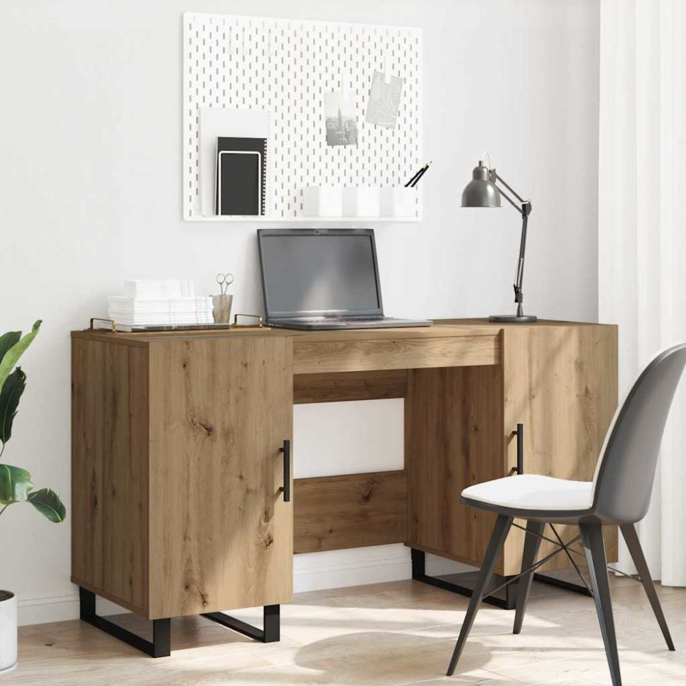 Produktbild för Skrivbord med hylla artisan ek 140 x 50 x 75 cm Konstruerat trä