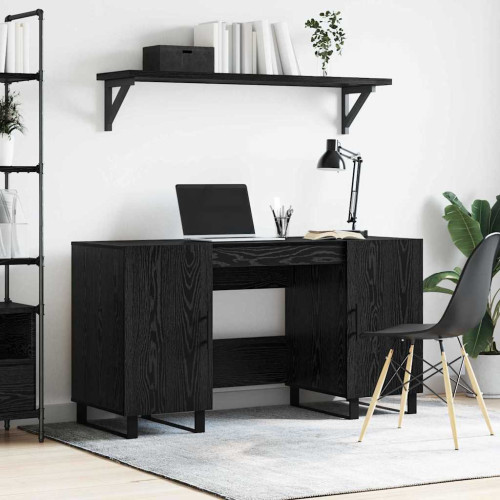 vidaXL Skrivbord med hylla Svart ek 140 x 50 x 75 cm Konstruerat trä