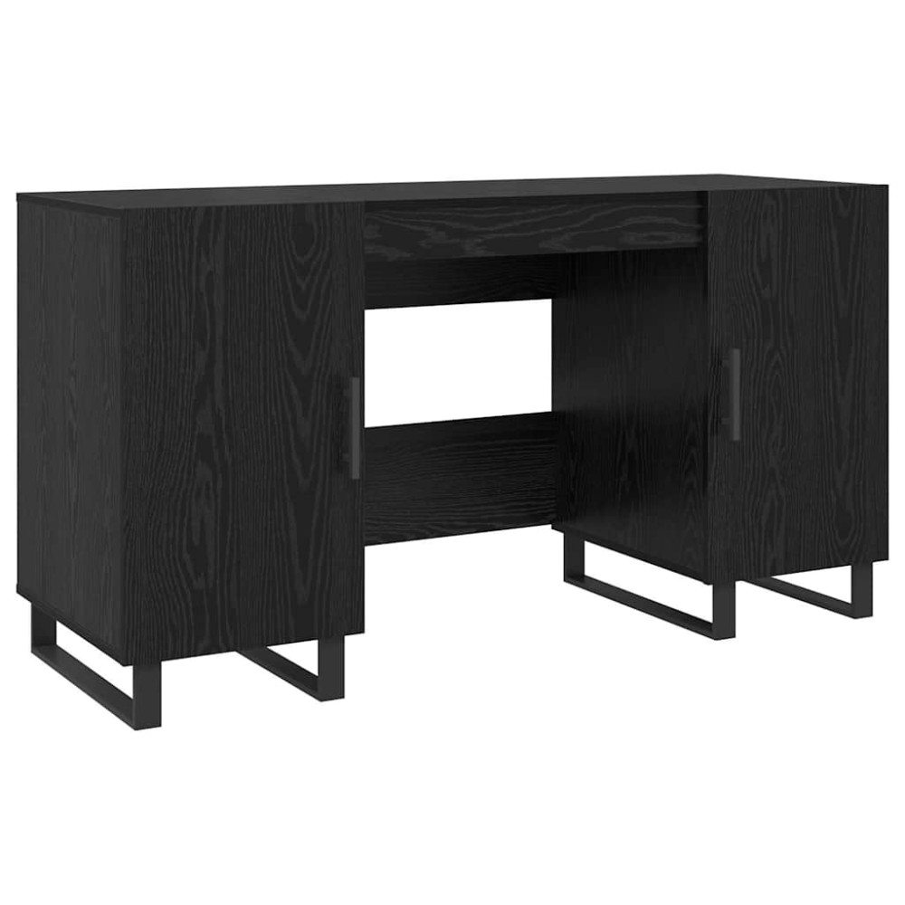Produktbild för Skrivbord med hylla Svart ek 140 x 50 x 75 cm Konstruerat trä