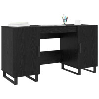 Produktbild för Skrivbord med hylla Svart ek 140 x 50 x 75 cm Konstruerat trä