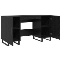 Produktbild för Skrivbord med hylla Svart ek 140 x 50 x 75 cm Konstruerat trä