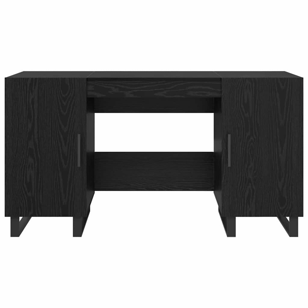 Produktbild för Skrivbord med hylla Svart ek 140 x 50 x 75 cm Konstruerat trä