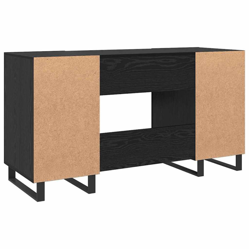 Produktbild för Skrivbord med hylla Svart ek 140 x 50 x 75 cm Konstruerat trä