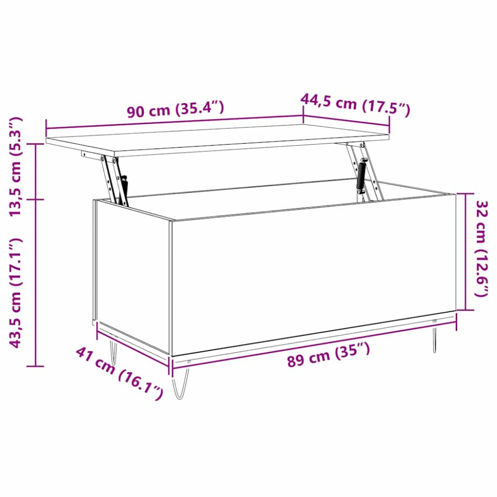 Produktbild för Kaffeebord artisan ek 90 x 44.5 x 45 cm Konstruerat trä