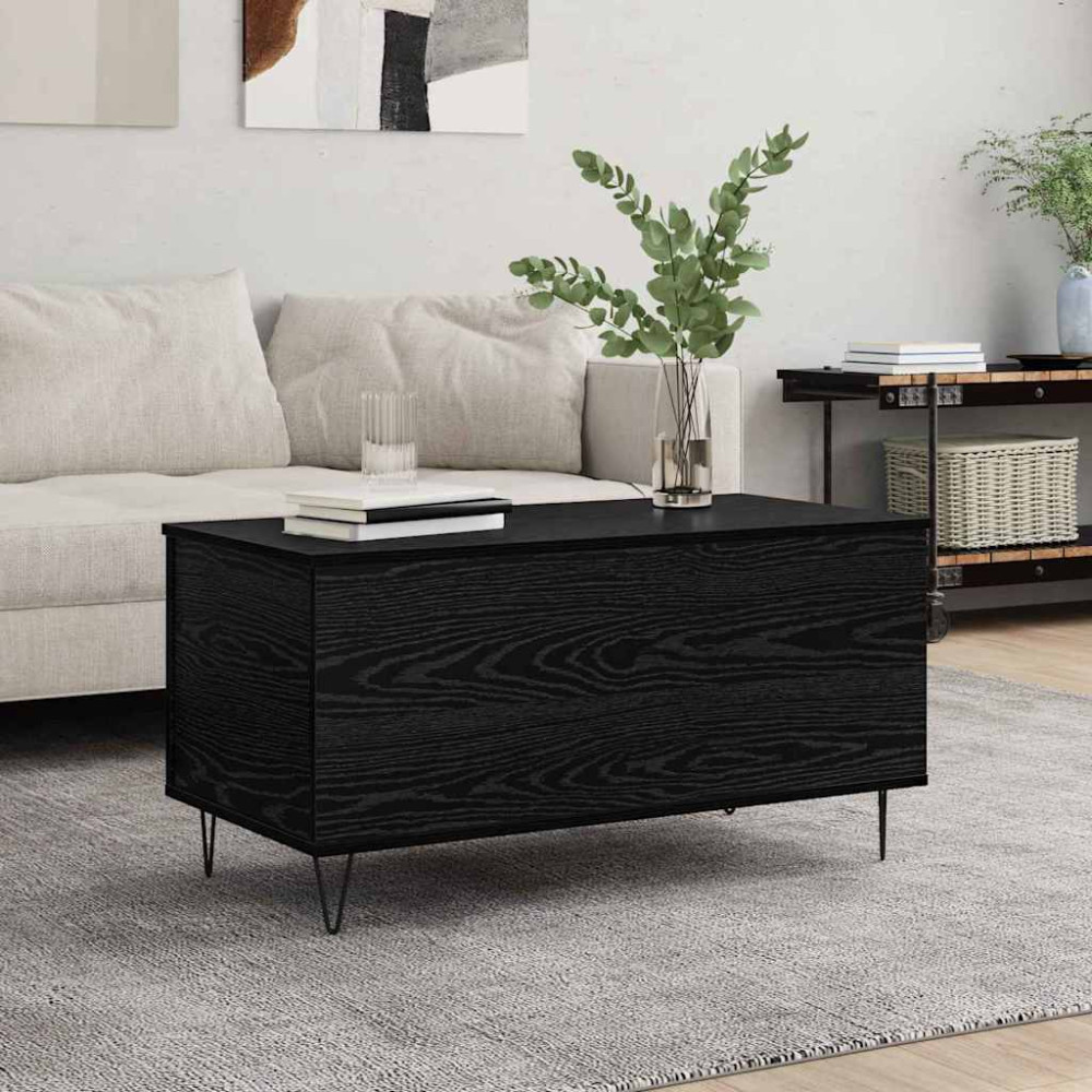 Produktbild för Kaffeebord Svart ek 90 x 44.5 x 45 cm Konstruerat trä